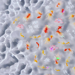 Pink Lotus Flower Red Gold Koi Carp Fish Tail Fancy Carp Self Adhesive Nail Art Decorations Stickers Manicure Decals Wholesale (ONLINE ORDER ONLY)