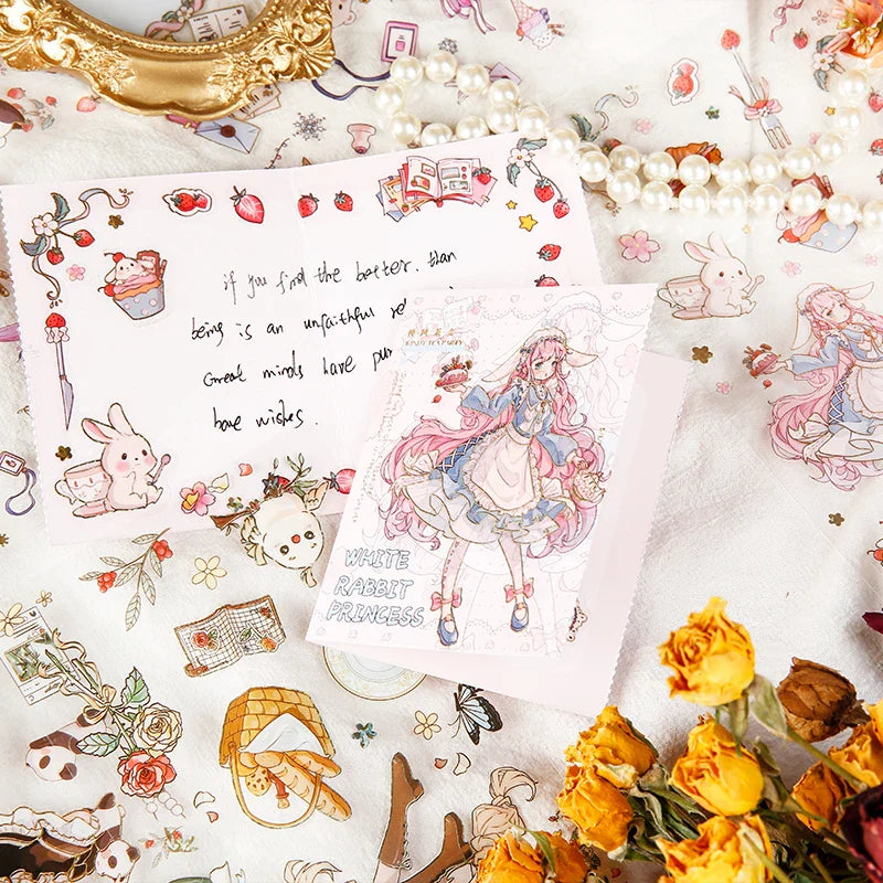 2 Sheets Cute Lolita Girl Decoration Sticker Aesthetics Hand Account DIY Collage Material Kawaii Stationery Scrapbooking Sticker (Online Order Only)