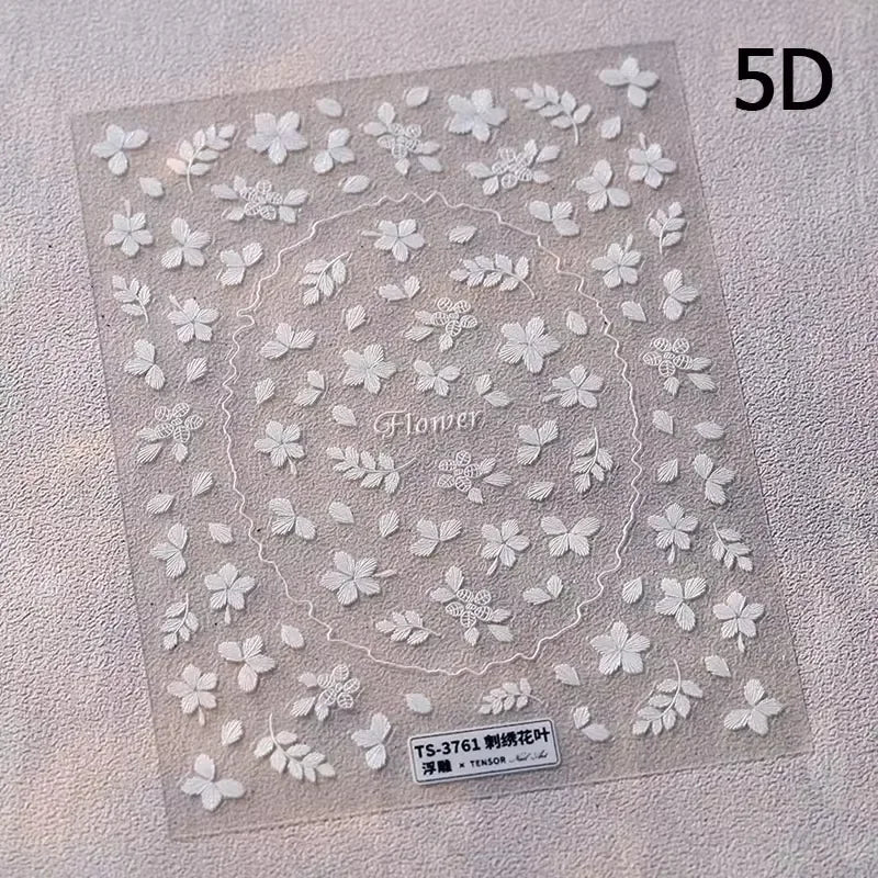 Autumn Fall Maple Leaves Ginkgo Leaf Osmanthus Chrysanthemums Rabbit Bunny Plant Flower Relief Nail Art Sticker Decoration Decal (ONLINE ORDER ONLY)
