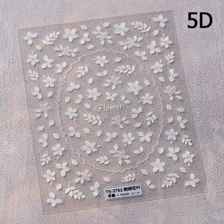 Autumn Fall Maple Leaves Ginkgo Leaf Osmanthus Chrysanthemums Rabbit Bunny Plant Flower Relief Nail Art Sticker Decoration Decal (ONLINE ORDER ONLY)