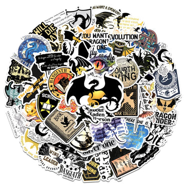 10/30/50pcs Fantasy Fourth Wing Novel Graffiti Stickers Cartoon Decals Laptop Fridge Skateboard Car Phone Waterproof Sticker Toy (Online Order Only)