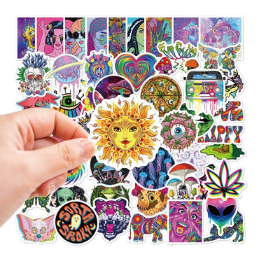 10/50PCS Cool Psychedelic Colorful Cartoon Graffiti Stickers Skateboard Fridge Laptop Motorcycle Luggage Classic Kid Sticker (Online Order Only)
