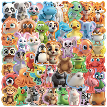 50pcs Cute Cartoon Animals Kids Stickers Students Reward Decals DIY Waterproof Graffiti Laptop Water Bottle Luggage Stickers (ONLINE ORDER ONLY)
