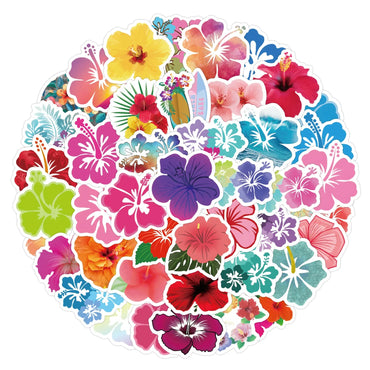 10/60pcs Hibiscus Flower Sticker Hawaii Hibiscus graffiti Stickers for DIY Luggage Laptop Skateboard Motorcycle Bicycle Stickers (Online Order Only)