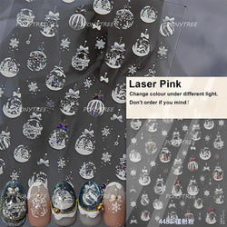 Flying Snowflakes Cold Winter Geometric Hexagon Star Romantic Adhesive Nail Art Stickers Embossment Rhinestone Manicure Decals (ONLINE ORDER ONLY)