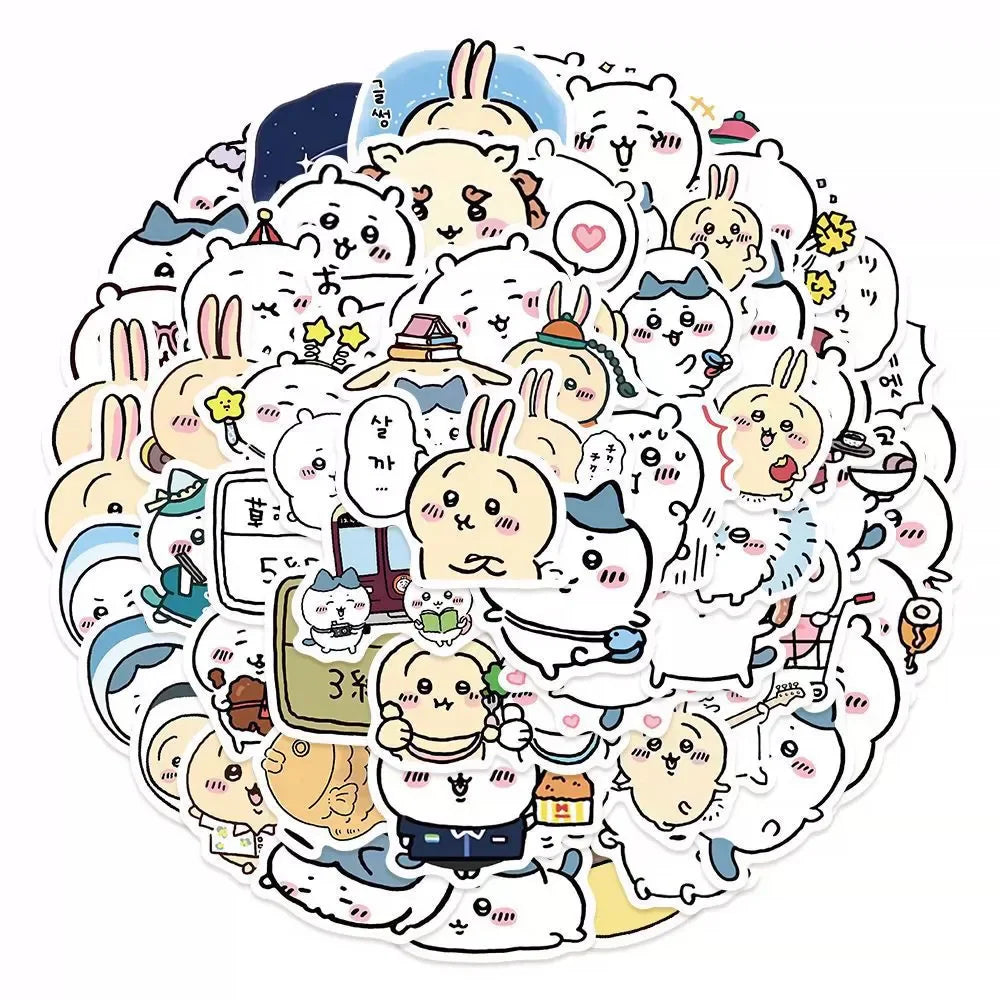 60/100pcs Cute Chiikawa Stickers Cartoon Kawaii Anime Decals For Kids Laptop Luggage Scrapbook Water Bottle Stickers Kids Toys (Online Order Only)