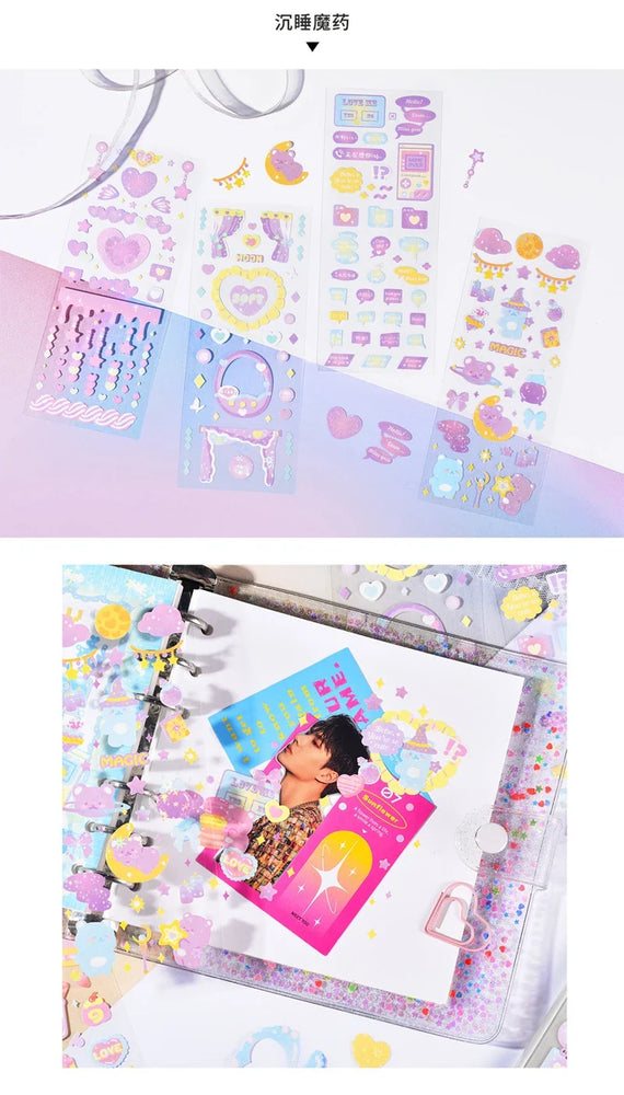 4pcs/set Sweet Cool Bear Call Series Scrapbooking Sticker Korean ins Hand Account Idol Card DIY Deco Material Sticker Stationery (ONLINE ORDER ONLY)