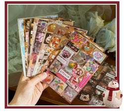 20 Sheets Japanese Retro Dessert Cut Film Sticker Book Y2K Sticker Journal Handbook Scrapbooking Kawaii Decoration Sticker Gift (ONLINE ORDER ONLY)