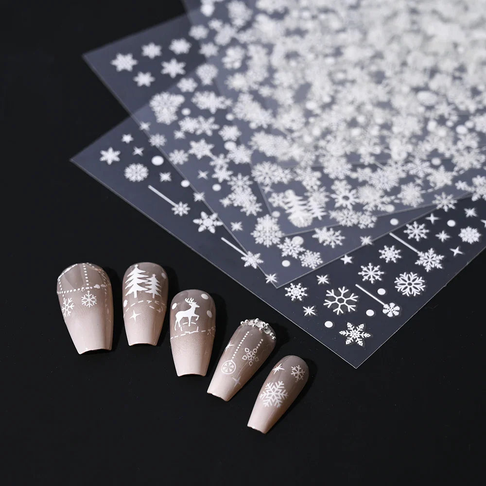Winter Xmas 3D Nail Sticker Snowflake Flower Winter Decals Nail Stickers Cartoon Bird Santa Penguin Elk Slider New Year Manicure (ONLINE ORDER ONLY)