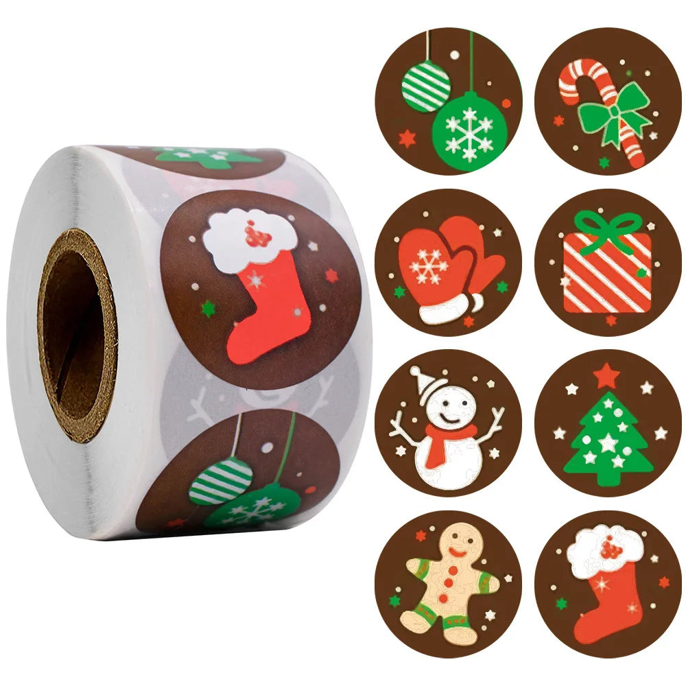 100-500pcs 1 Inch Paper Merry Christmas Sticker Santa Cartoons Sealing Label Stickers Scrapbook Gift Card Packaging Stationery (ONLINE ORDER ONLY)
