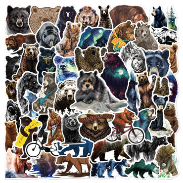 10/50PCS Bear Sticker Aesthetic Kids Toys Cartoon Brown Bear Animal Notebook Laptop Car Scrapbooking Cool Gadgets (ONLINE ORDER ONLY)