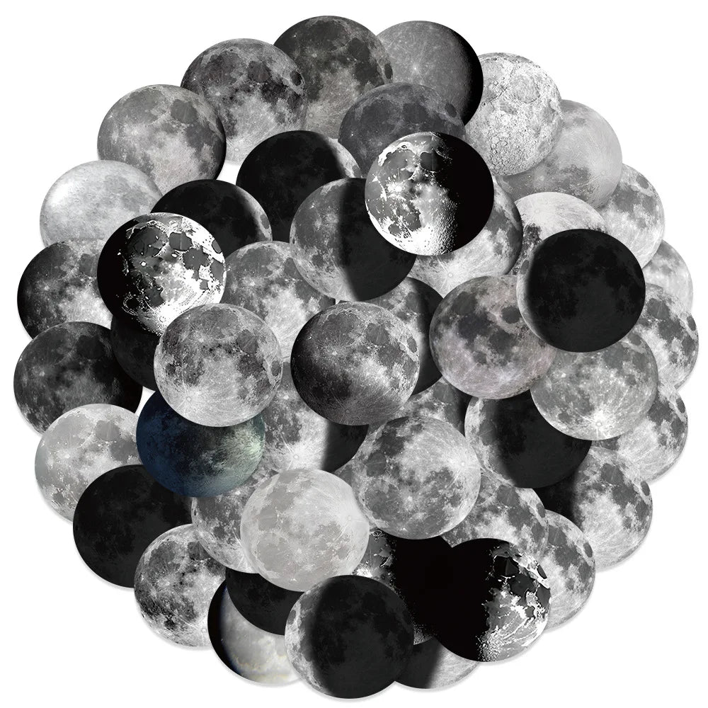 Cool Graffiti Moon Planet Stickers: 10/30/50pcs Waterproof Aesthetic Decals for Phone, Notebook, Suitcase, Car (ONLINE ORDER ONLY)