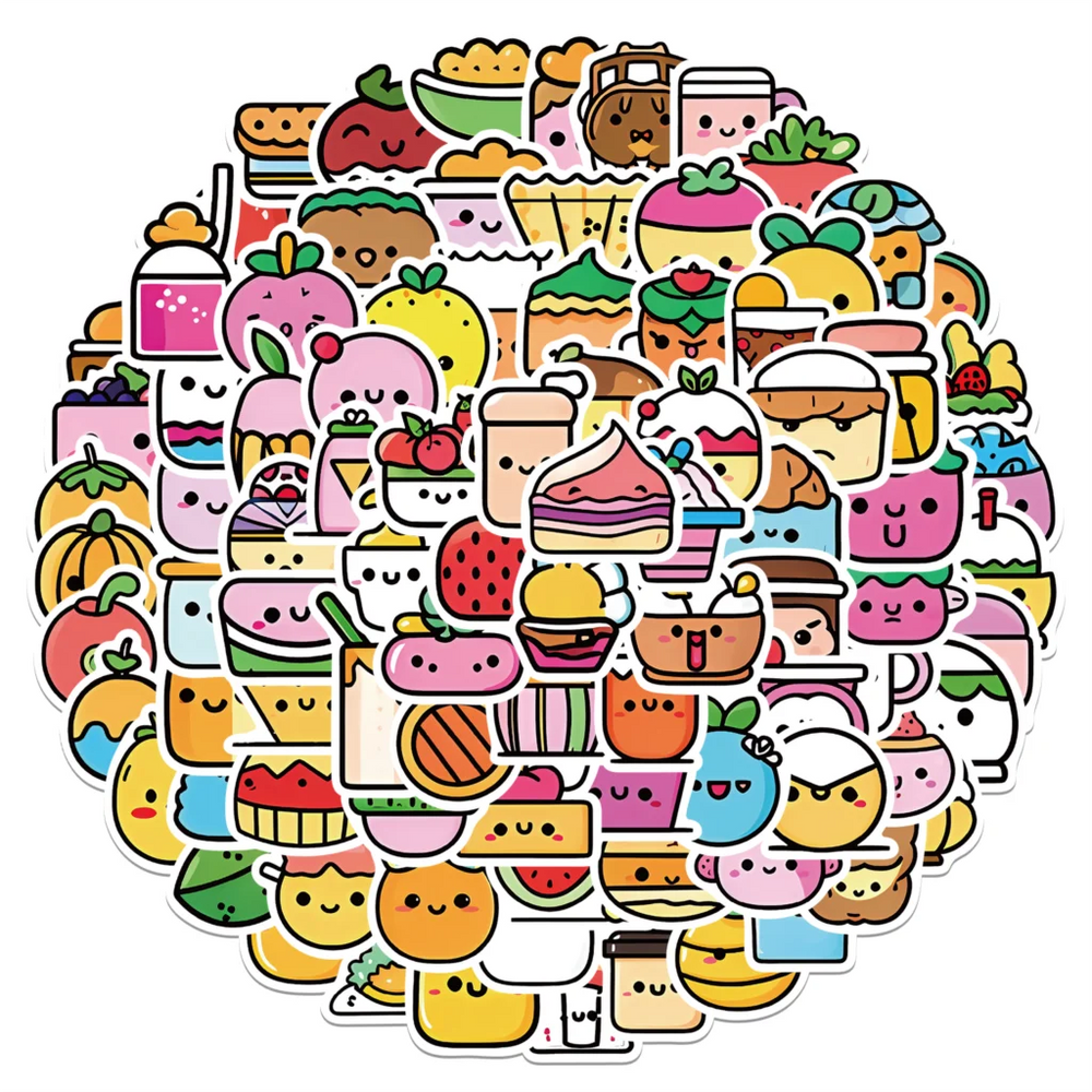 Cartoon Food Graffiti Stickers for Laptop, Skateboard, Guitar, Suitcase, Kids Gift (10/50/100PCS) (Online Order Only)