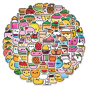 Cartoon Food Graffiti Stickers for Laptop, Skateboard, Guitar, Suitcase, Kids Gift (10/50/100PCS) (Online Order Only)
