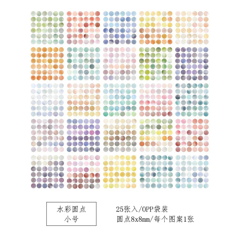 100 Watercolor Polka Dot Stickers for Journaling, Scrapbooking, DIY, Labeling, Stationery (Online Order Only)