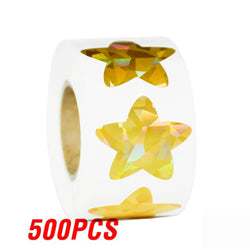100-500pcs Laser Gold Foil Self-adhesive Star Stickers Reward Chart Decorative Toy Gifts Sticker Labels 1 Inch (ONLINE ORDER ONLY)