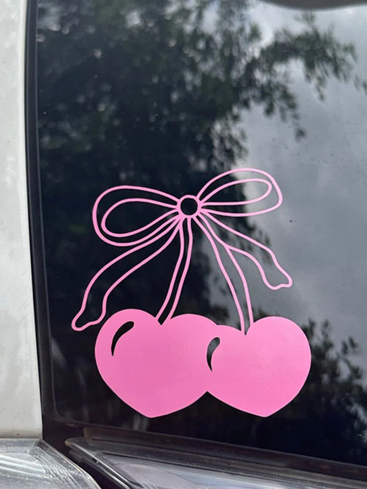 Cute Girly Cherry Bow For Car Stickers Decoration Bumper laptop Sticker Rear Window Fashion Stickers Plant Sport PVC Vinyl Decal (ONLINE ORDER ONLY)
