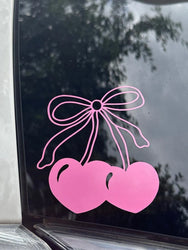Cute Girly Cherry Bow For Car Stickers Decoration Bumper laptop Sticker Rear Window Fashion Stickers Plant Sport PVC Vinyl Decal (ONLINE ORDER ONLY)