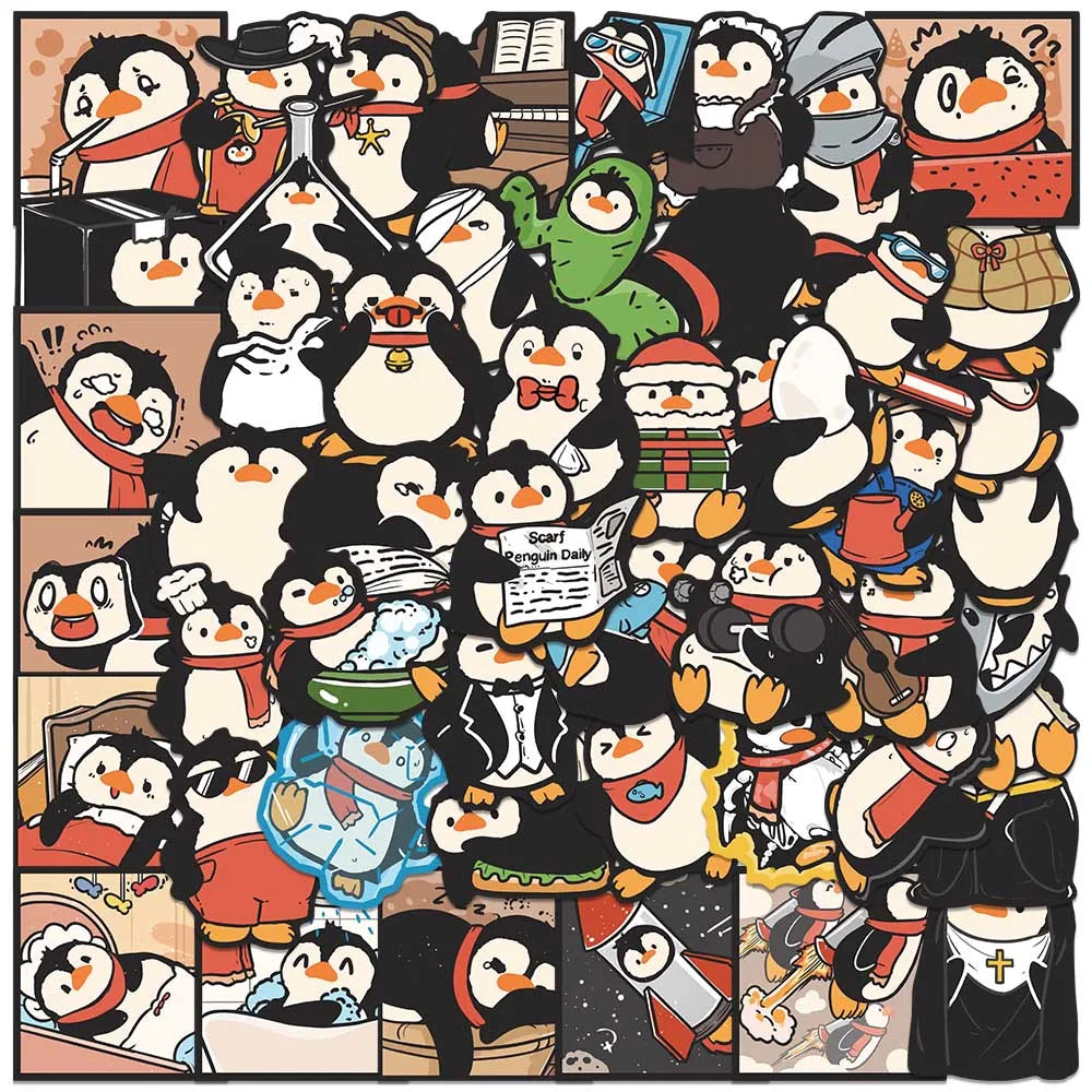 50pcs Funny Cute Cartoon Animal Penguin Stickers For Laptop Water Bottle Luggage Notebook Waterproof Graffiti Vinyl Decals (ONLINE ORDER ONLY)