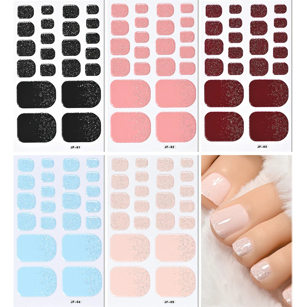 110Tips 3D Full Cover Gradient Toenail Stickers Multi Color Self Adhesive Slider No Need UV Lamp Cured Press On Toe Nail Decals* (ONLINE ORDER ONLY)