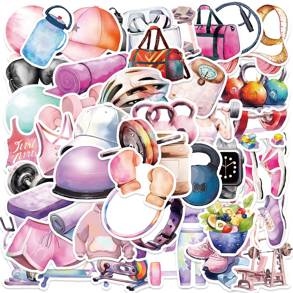 50pcs Inspirational Fitness Graffiti Sticker Decals DIY Water Bottle Motorcycle Laptop GYM Sport Sticker for Kid Toys (ONLINE ORDER ONLY)