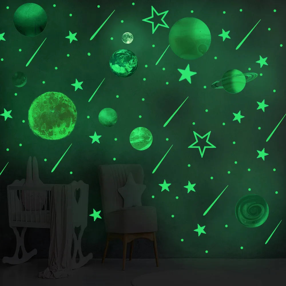 Glow in the Dark Luminous Stars Moon Wall Stickers for Kids Room Decor (Online Order Only)