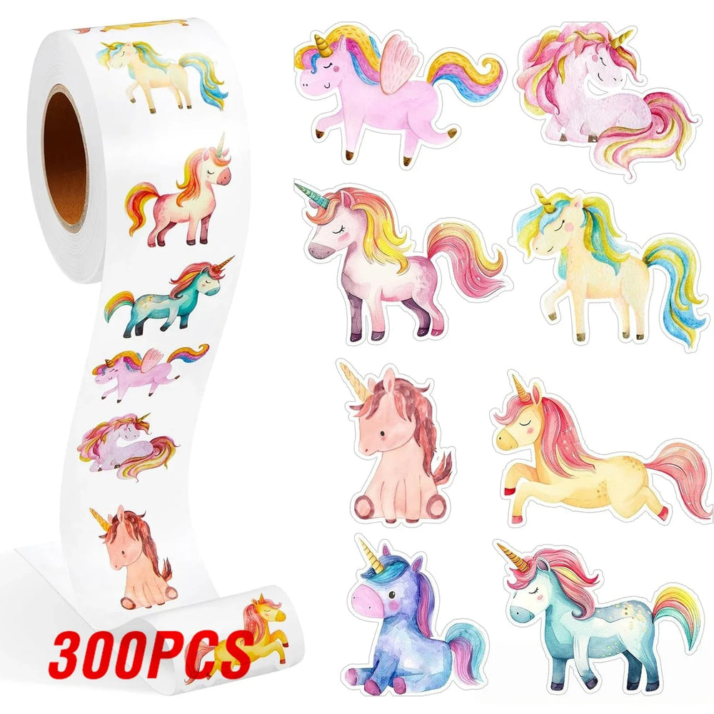 100-500pcs Cartoon Animal Unicorn Sticker kids Reward Sticker Gift Decoration Label Encouragement Student Stationery Stickers (ONLINE ORDER ONLY)