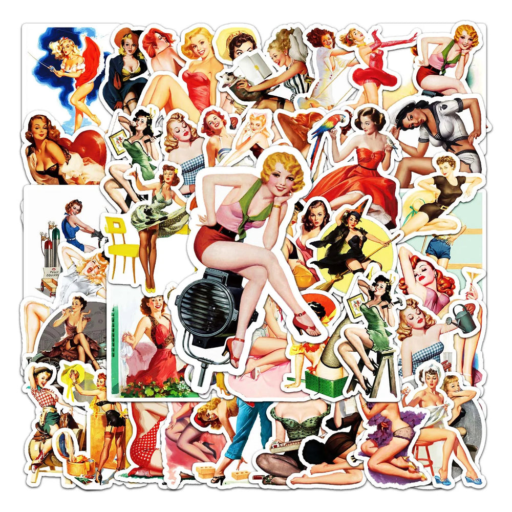 50Pcs Cartoon Girl Waterproof Vinyl Stickers for Skateboard Snowboard (Online Order Only)