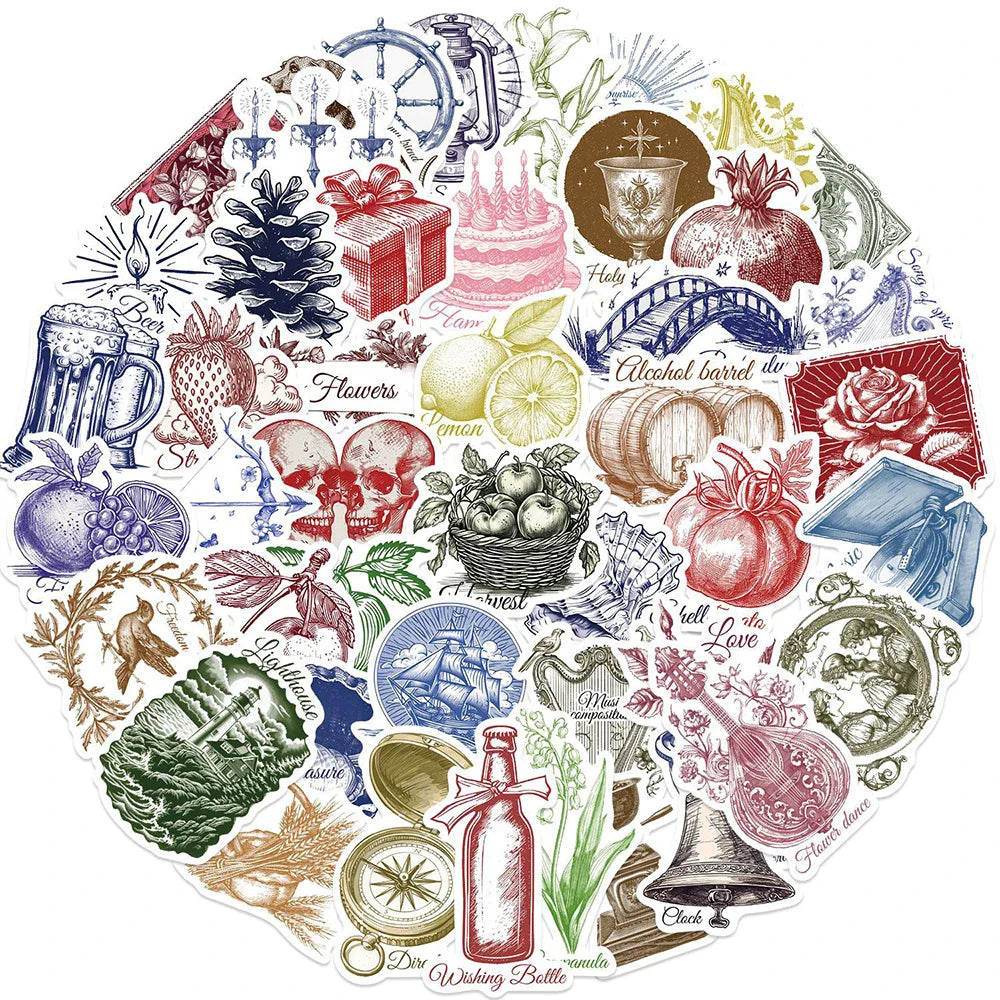 10/30/50PCS Cartoon Line Vintage Stickers Wall Decals DIY Waterproof Skateboard Notebook Luggage Laptop Phone Bottle Toys Gifts (ONLINE ORDER ONLY)