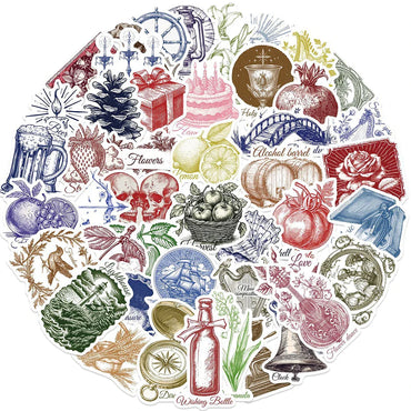 10/30/50PCS Cartoon Line Vintage Stickers Wall Decals DIY Waterproof Skateboard Notebook Luggage Laptop Phone Bottle Toys Gifts (ONLINE ORDER ONLY)