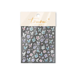 Embroidered Butterfly Flower Colourful Gradient Morning Glory Leaves Self Adhesive Nail Art Stickers Rhinestone Manicure Decals (ONLINE ORDER ONLY)