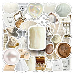 10/30/50PCS Cute White Stickers Aesthetic Ins Style Cartoon Graffiti Toys Waterproof Phone Notebook Bike Suitcase Fridge Decals (ONLINE ORDER ONLY)