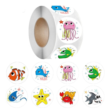 100-500pcs Marine Animals Reward Sticker 8 Designs Cartoon Stickers For Kids Gift Decoration Label Toys Stationery Sticker (Online Order Only)