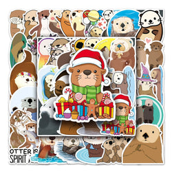 50Pcs Otter Cartoon Waterproof Vinyl Stickers for Skateboard Snowboard (Online Order Only)
