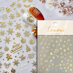 Winter Dreamy Hot Stamping Romantic White Pink Snowflakes Hexagon 3D Self Adhesive Nail Art Stickers Christmas Manicure Decals (ONLINE ORDER ONLY)