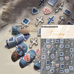 Button Rag Floral Print Flower Small Sticker Cloth Morning Glory Figure Pattern Thread Adhesive Nail Art Stickers Manicure Decal (ONLINE ORDER ONLY)