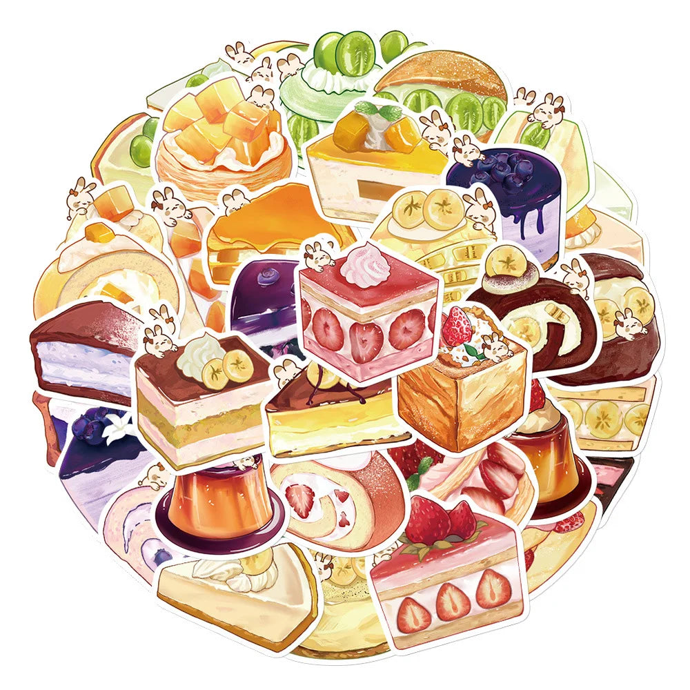 Cute Cartoon Food Cake Dessert Bunny Sticker Packs (ONLINE ORDER ONLY)