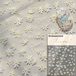 Cute Spring Flowers Purple Blue White Bowknot Rose Garden Daisy 5D Soft Embossed Relief Adhesive Nail Art Sticker Manicure Decal (ONLINE ORDER ONLY)