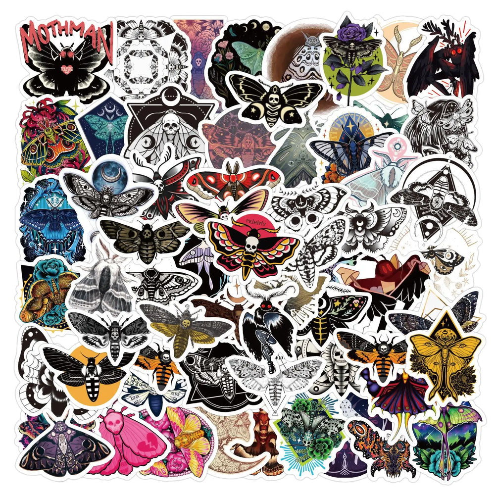 Dark Series Ghost Moth Horror Cartoon Stickers for Phone Laptop Luggage Skateboard Decals (Online Order Only)