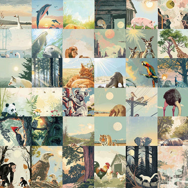 50Pcs Vintage Nature Scene Illustrations Graffiti Sticker Decoration Phone Water Cup Guitar Refrigerator Waterproof Decal Toy (ONLINE ORDER ONLY)