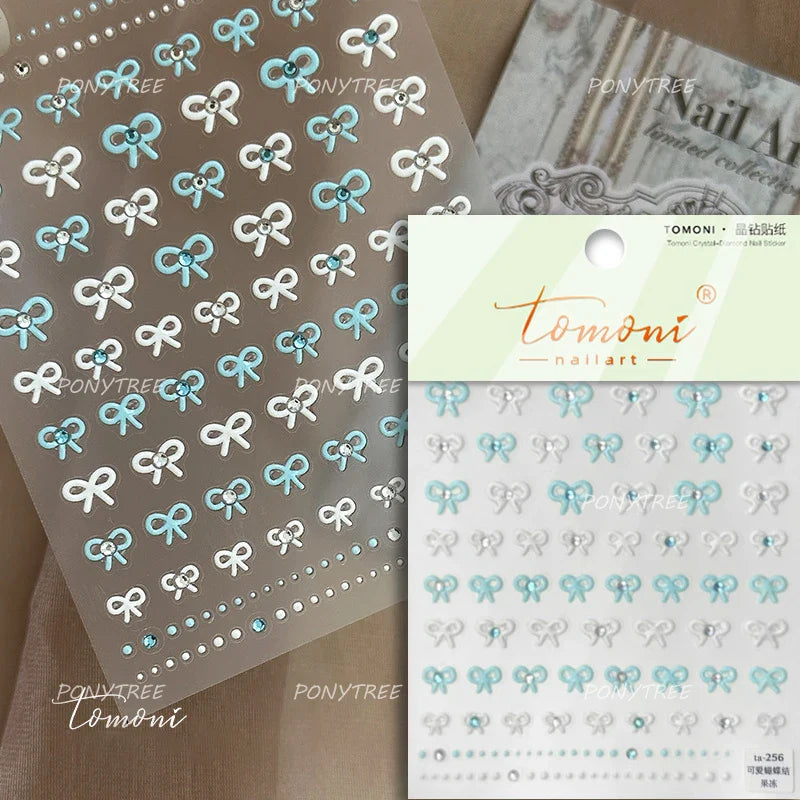 Pink Blue Purple Lovely Line Bowknot Lace Arc Curve Romantic Delicate Cording Embossed Adhesive Nail Art Sticker Manicure Decal (ONLINE ORDER ONLY)