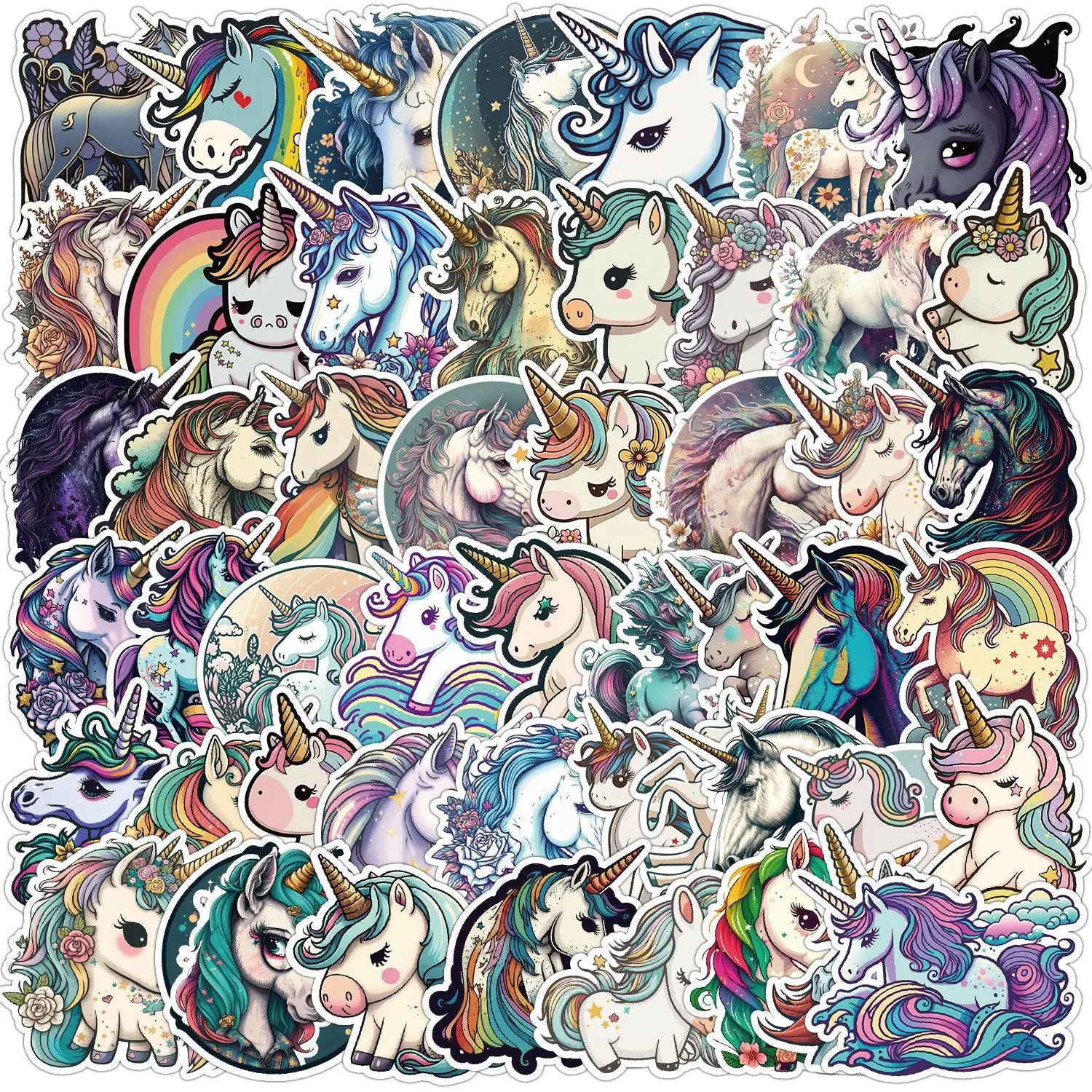 Unicorn Cartoon Stickers for Phone Laptop Luggage Skateboard - 10/30/50PCS (Online Order Only)