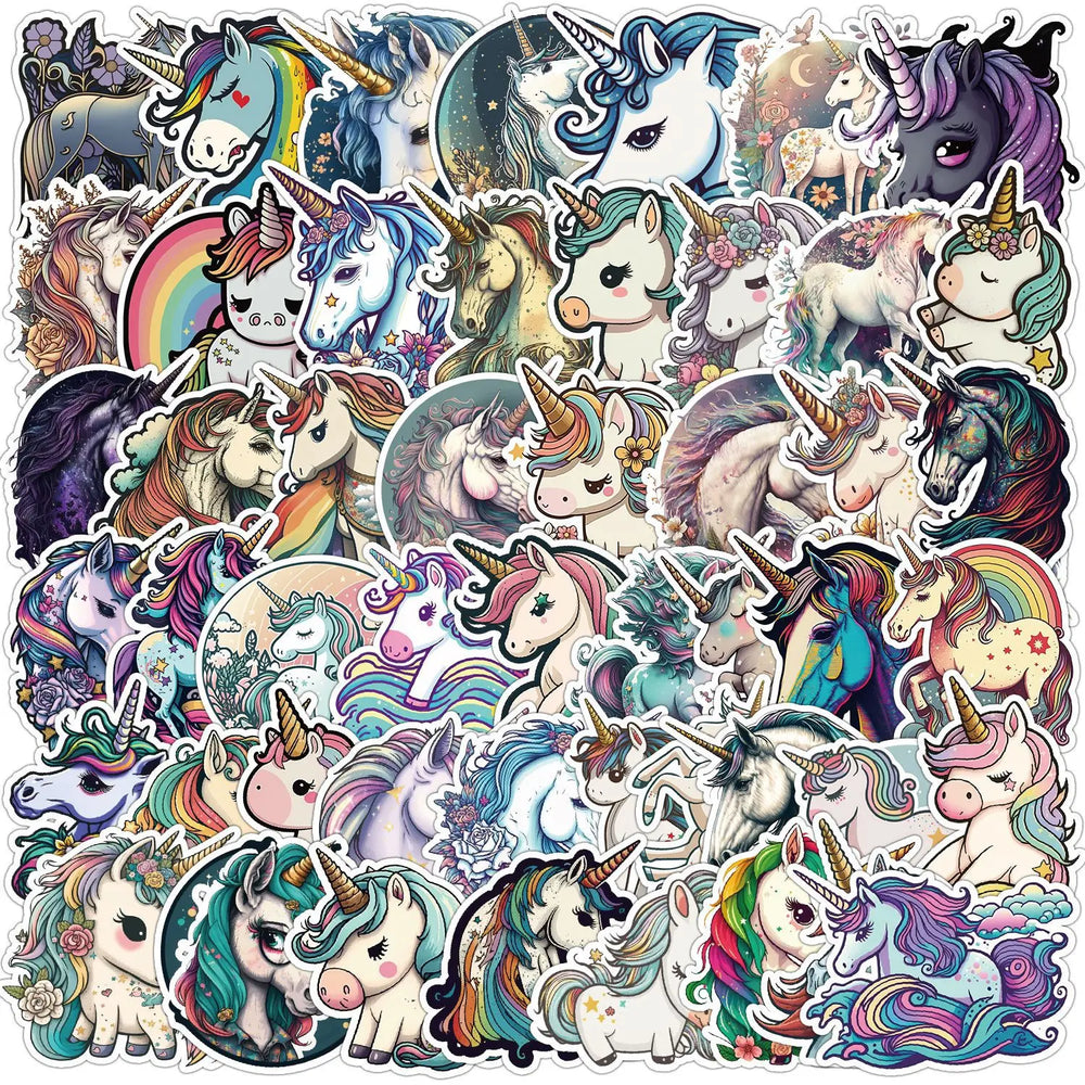 Unicorn Cartoon Stickers for Phone Laptop Luggage Skateboard - 10/30/50PCS (Online Order Only)