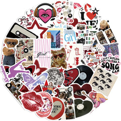 50PCS Downtown Y2K Girls Graffiti Stickers Decals DIY Decoration Notebook Skateboard Guitar Phone Bike Waterproof Kids Toy﻿ (ONLINE ORDER ONLY)