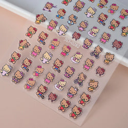1pc 5D Pink/Black Hello Kitty Nail Art Stickers Anime Cartoon Japanese Cartoon KT Cat Manicure Decal Luxury DIY Nail Accessories (ONLINE ORDER ONLY)