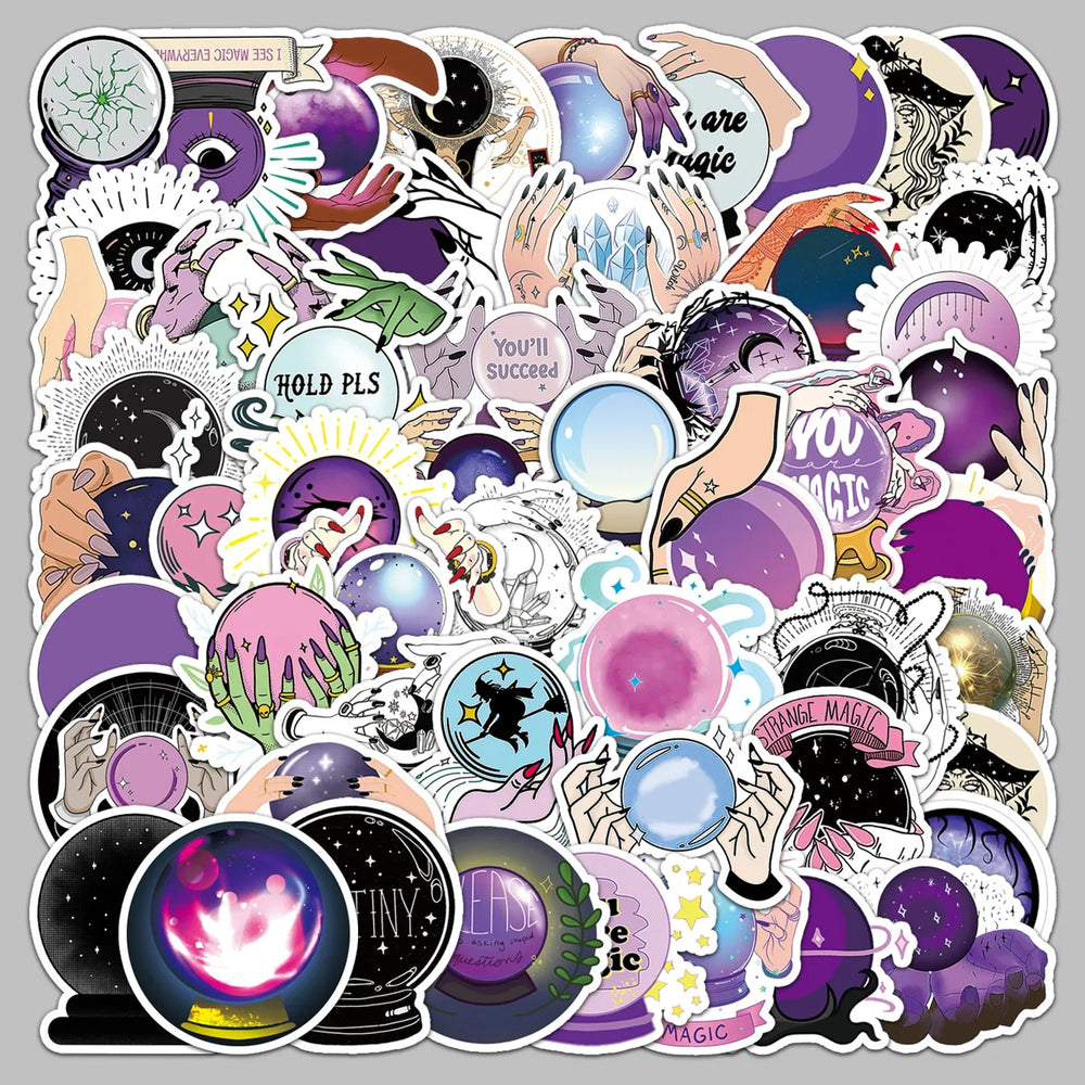 50Pcs Goth Purple Crystal Ball Graffiti Stickers for Helmet Wall Decoration (ONLINE ORDER ONLY)