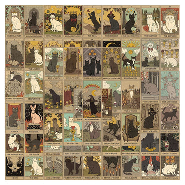 10/30/72PCS Cute Cartoon Mystic Cat Tarot Card Stickers Divination Aesthetic Decal Scrapbook Laptop Phone Car Graffiti Sticker (ONLINE ORDER ONLY)