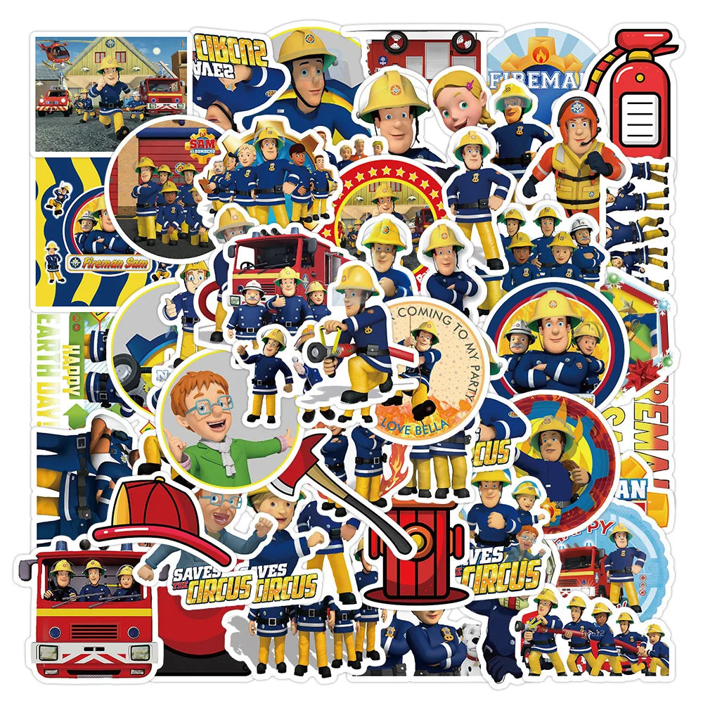 10/30/50PCS Fireman Sam Series Stickers Cartoon Sticker Kids Toy Decals DIY Luggage Laptop Phone Car Bike Skateboard Graffiti (ONLINE ORDER ONLY)
