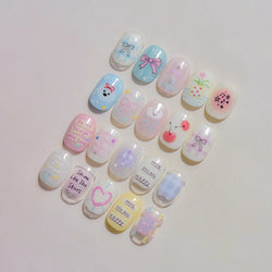 Dyeing Apple Cherry Fruit Dog Puppy Bowknot Colorful Cartoon Graffiti Reliefs Adhesive Nail Art Stickers Flowers Manicure Decals (ONLINE ORDER ONLY)