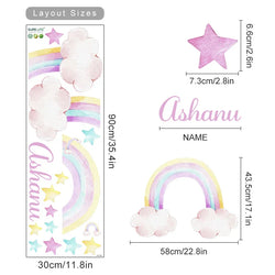 Personalized Rainbow Stars Wall Stickers for Girls Bedroom Decor (ONLINE ORDER ONLY)